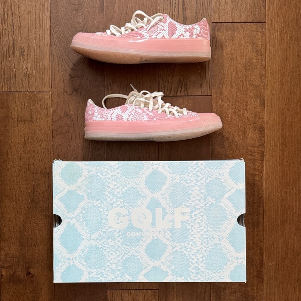 Converse x Golf Wang Pink Snake-Print Low Top Sneakers (Size: M11/W13)
